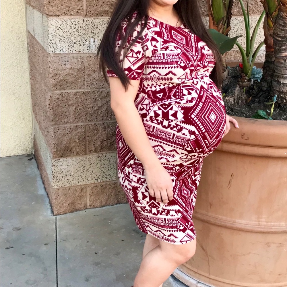 Pinkblush- Red Tribal Maternity Dress